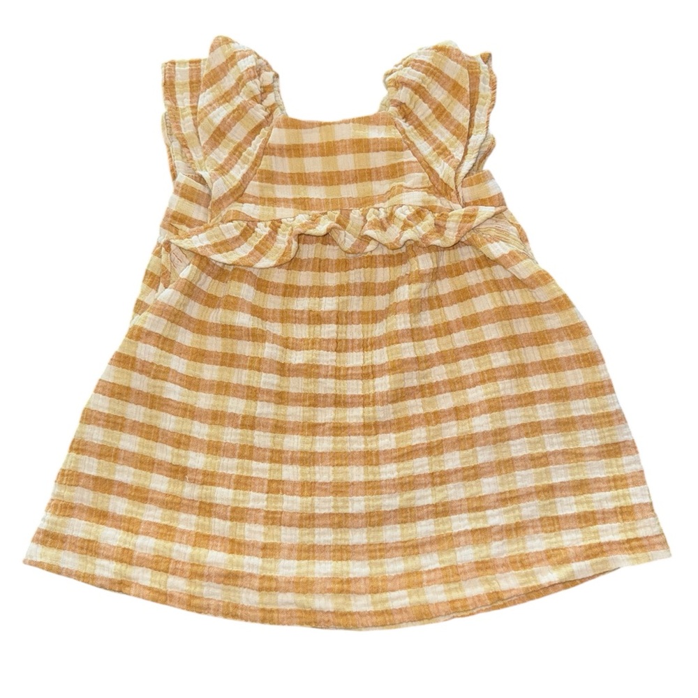 Zara Gold and White Ruffled Tiered Sundress